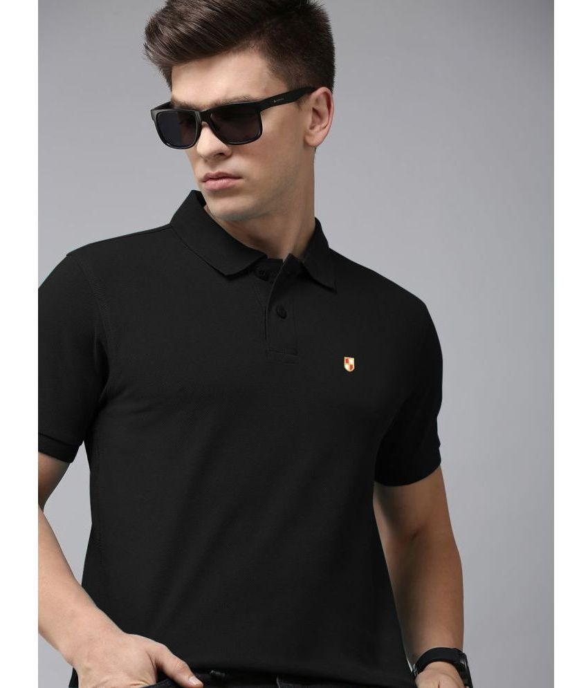     			ADORATE Cotton Blend Regular Fit Solid Half Sleeves Men's Polo T Shirt - Black ( Pack of 1 )