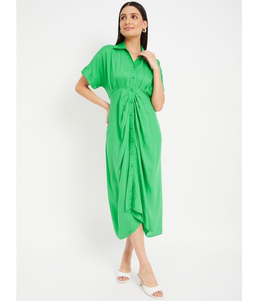     			DRAPE AND DAZZLE Rayon Solid Full Length Women's Wrap Dress - Green ( Pack of 1 )