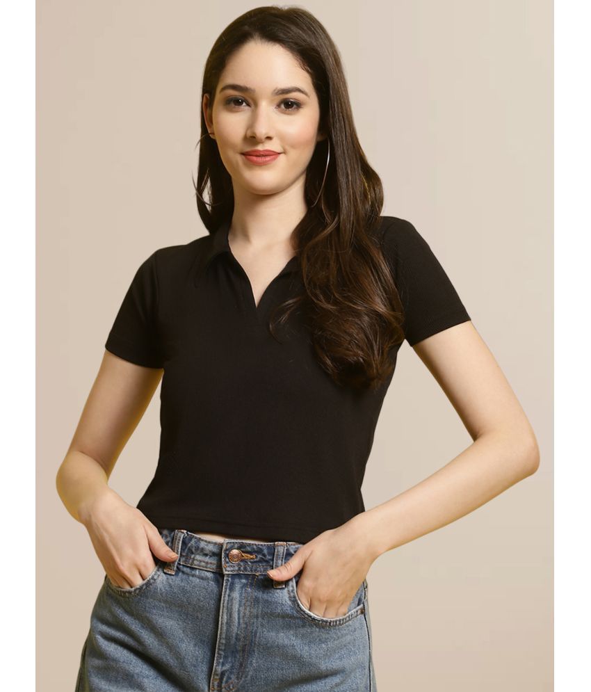     			Fabflee - Black Polyester Women's Crop Top ( Pack of 1 )