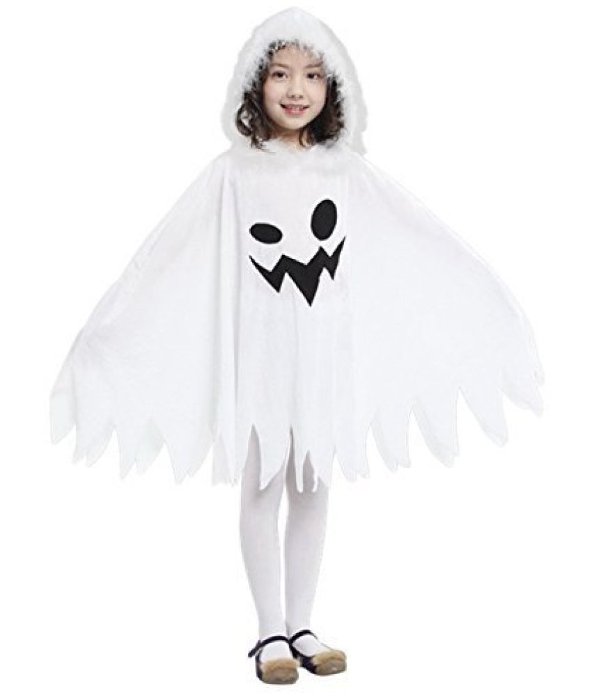     			Kaku Fancy Dresses Halloween White Cloak For Kids Scary Halloween Dress White Cloak For Kids - 5-6 Years