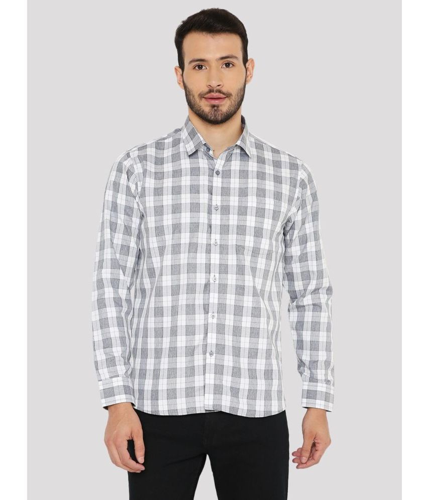     			Maharaja Cotton Blend Slim Fit Checks Full Sleeves Men's Casual Shirt - Grey ( Pack of 1 )