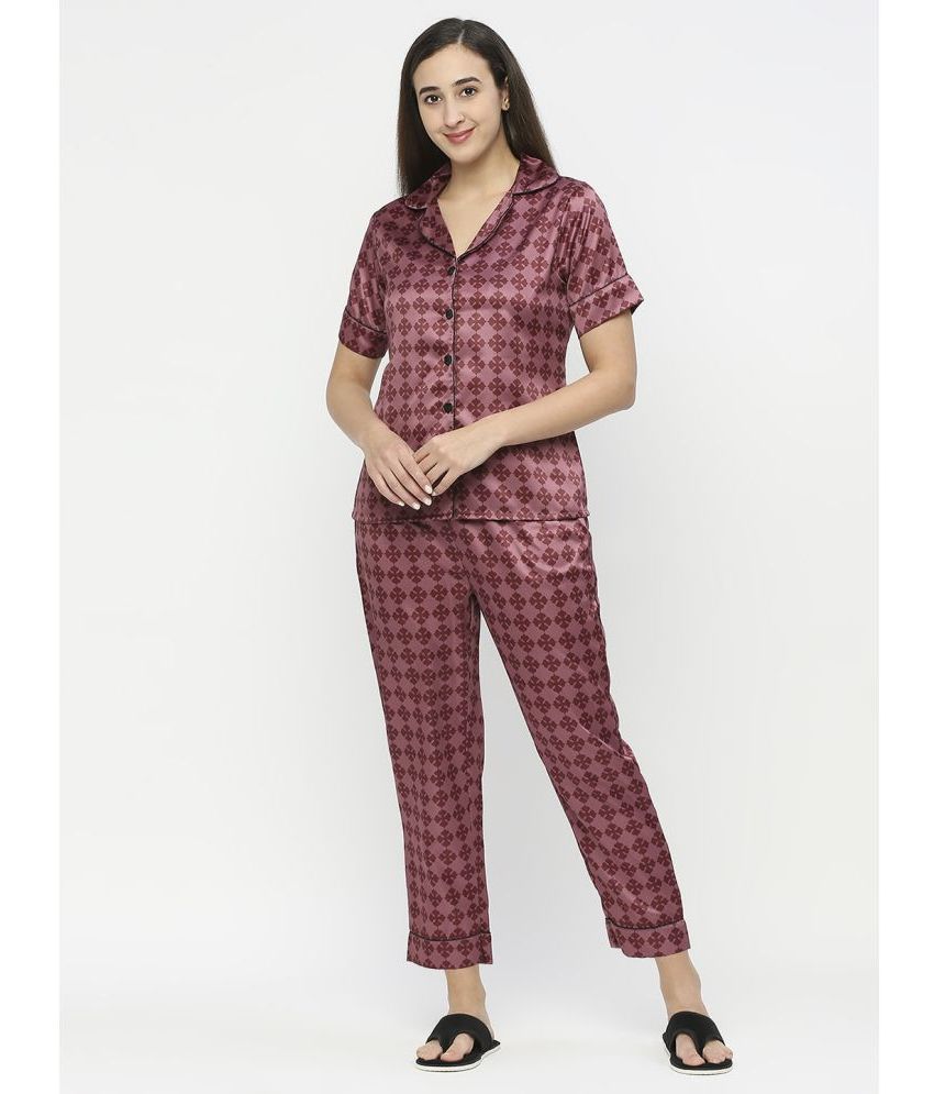     			Smarty Pants - Rose Gold Satin Women's Nightwear Nightsuit Sets ( Pack of 1 )