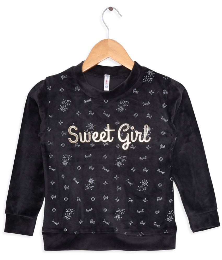     			Tini Mini Girls Velour Sweatshirt ( Black )