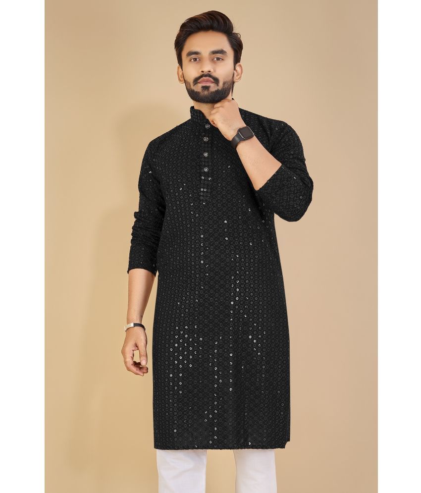     			YUG ART - Black Cotton Men's Regular Kurta ( Pack of 1 )