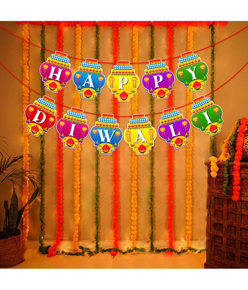     			Zyozi Happy Diwali Banner Diwali Decorations for Indian Party Decorations Hindu Lights