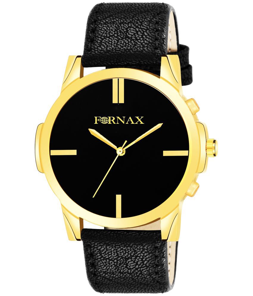     			FORNAX - Black Leather Analog Men's Watch