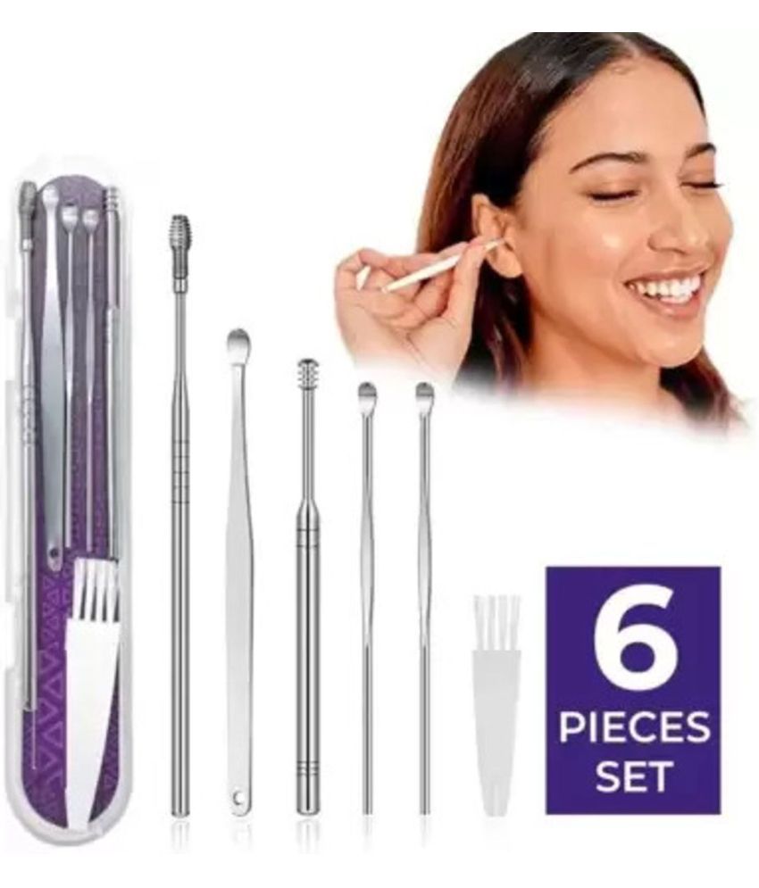     			JKM Prime Stainless Steel Effective Ear Wax Cleaner Kit with a Storage Box - Set of 6 (Silver) | Remover Tool | Comfortable Ear Wax Picker | Ear Wax Cleaner for Baby and Adults | Hygiene Essentials