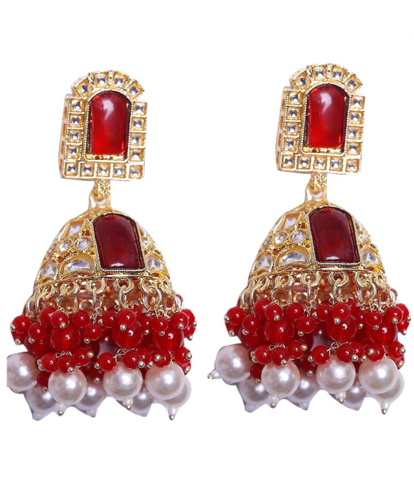     			Jiyanshi fashion Maroon Jhumki Earrings ( Pack of 1 )