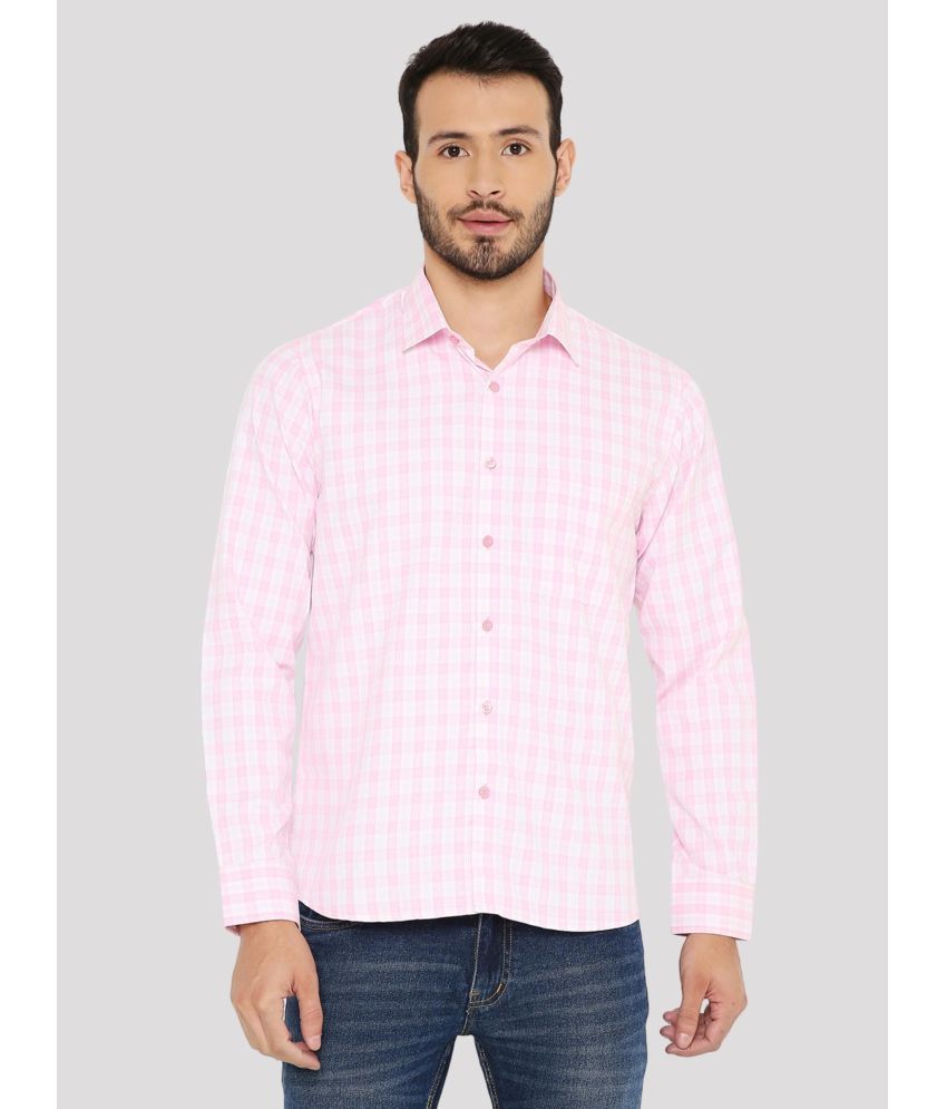     			Maharaja Cotton Blend Slim Fit Checks Full Sleeves Men's Casual Shirt - Pink ( Pack of 1 )