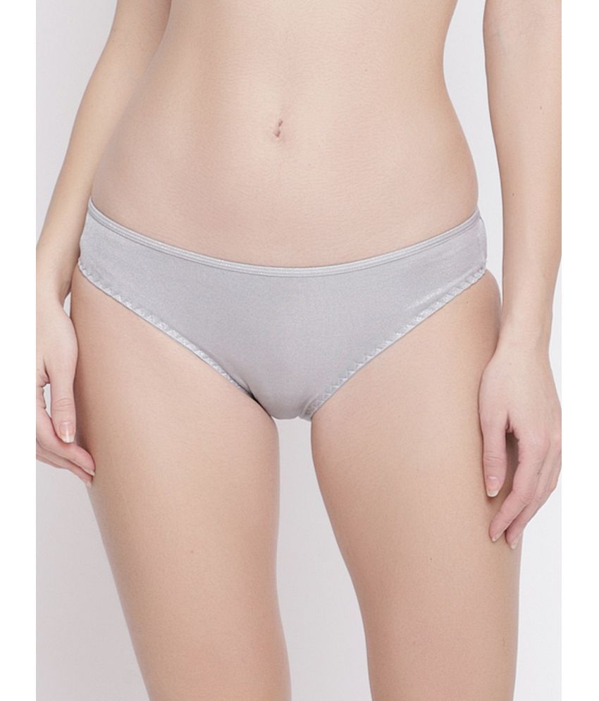     			PrettyCat - Grey Poly Satin Self Design Women's Bikini ( Pack of 1 )