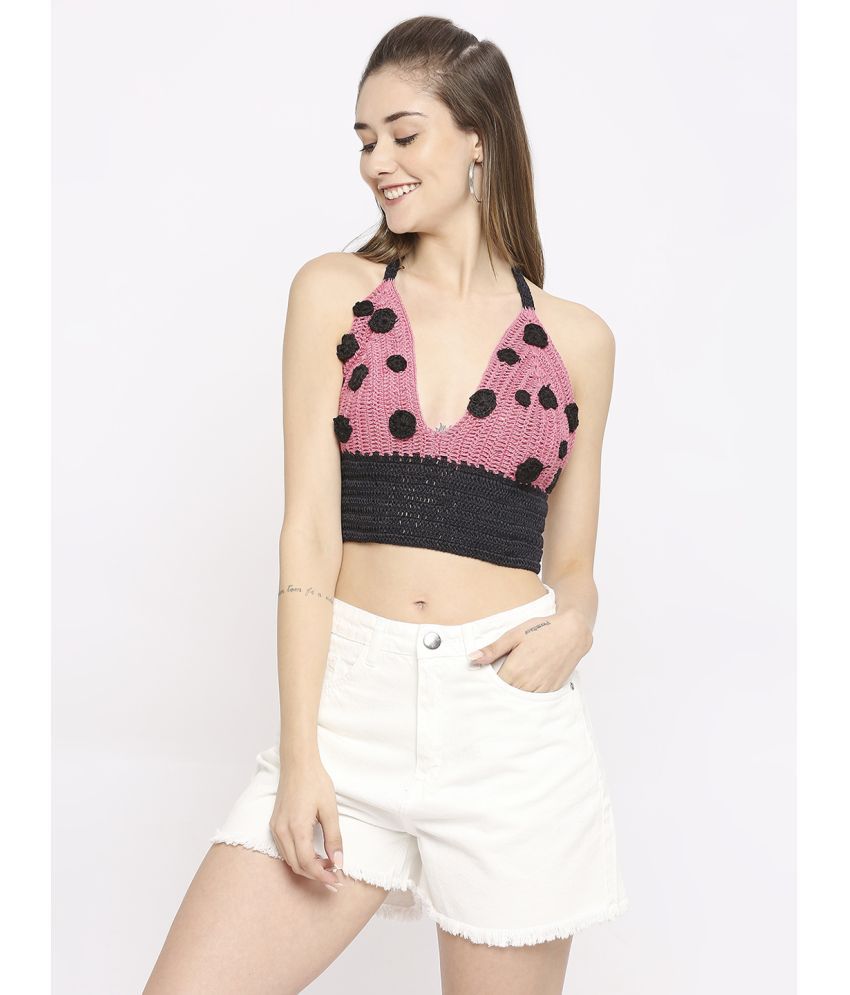     			Smarty Pants - Pink Crochet Women's Crop Top ( Pack of 1 )