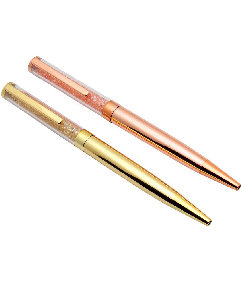     			Srpc Crystal Diamond Gold & Rose Gold Metal Body Retractable Ballpoint Pens