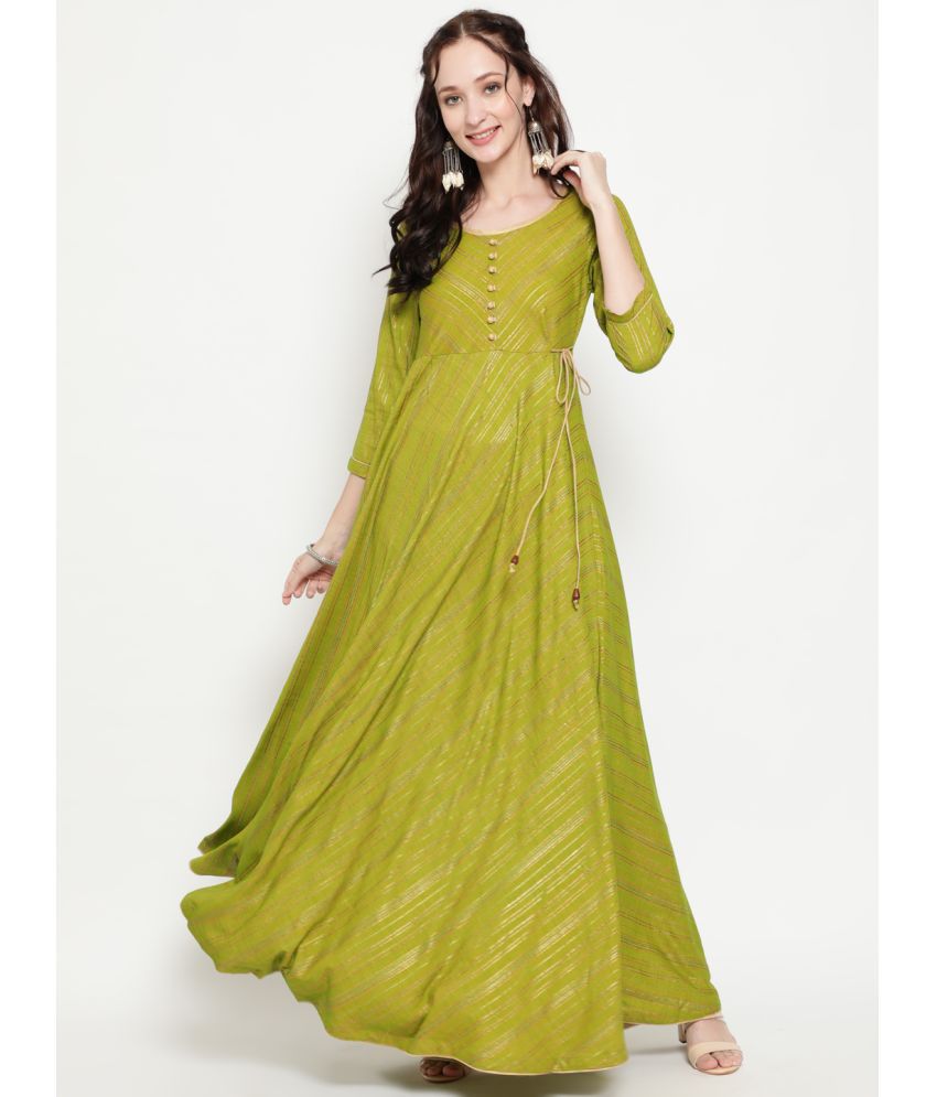     			Antaran - Green Flared Viscose Women's Stitched Ethnic Gown ( Pack of 1 )