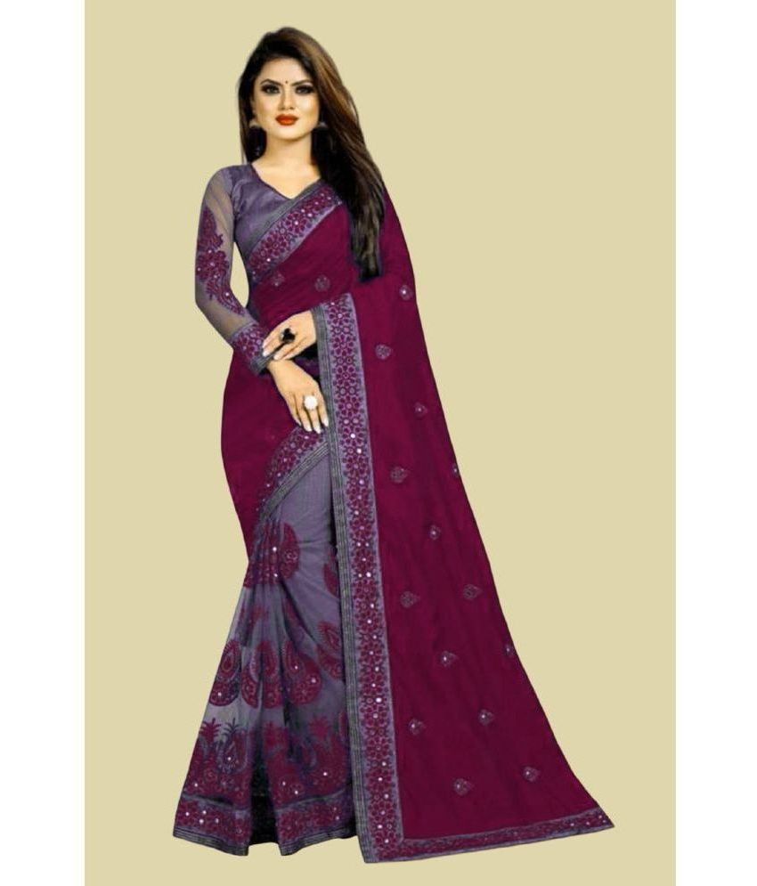     			Apnisha Silk Blend Embellished Saree With Blouse Piece - Magenta ( Pack of 1 )