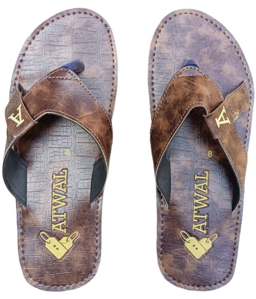     			Atwal - Brown Men's Thong Flip Flop