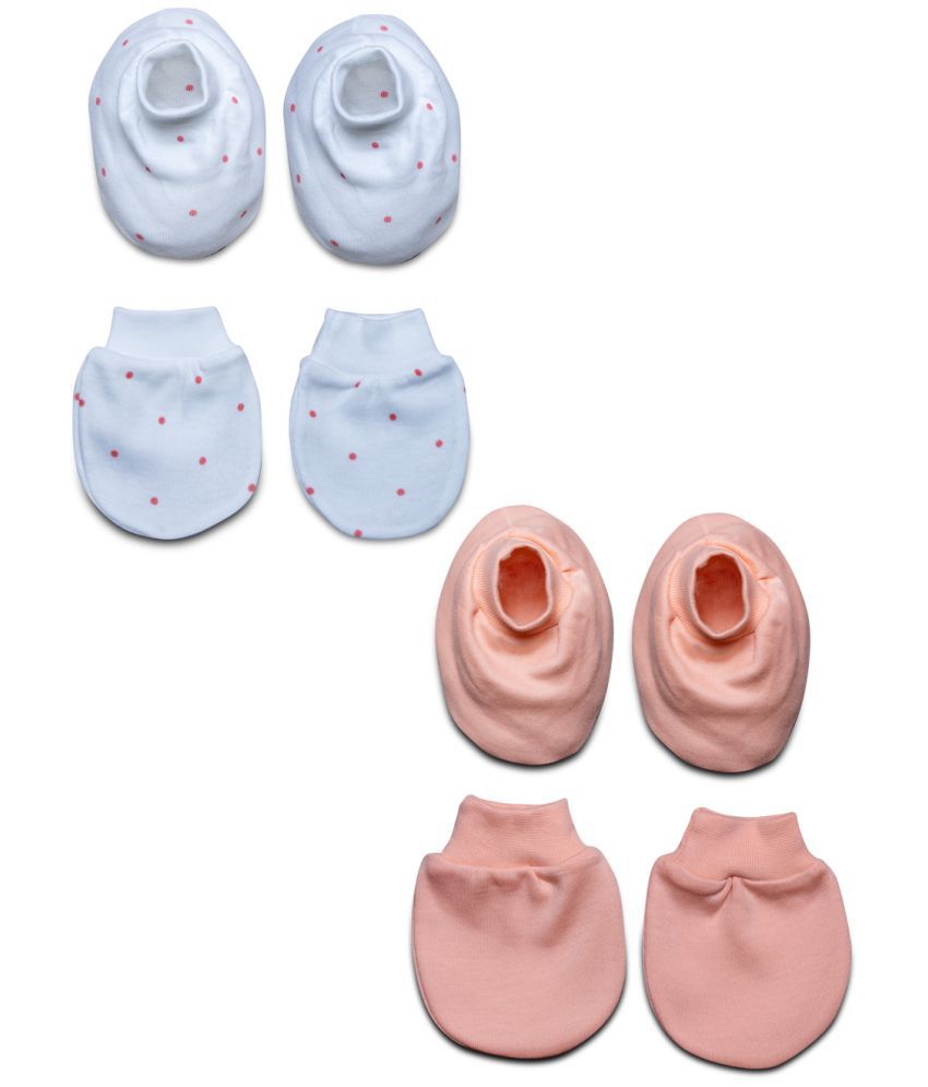    			Baby Eli Newborn Premium Cotton Mitten-Booty Set (Rib) For Baby Boy & Baby Girl Multicolour , 0-12 Months)- Pack Of 2 Sets