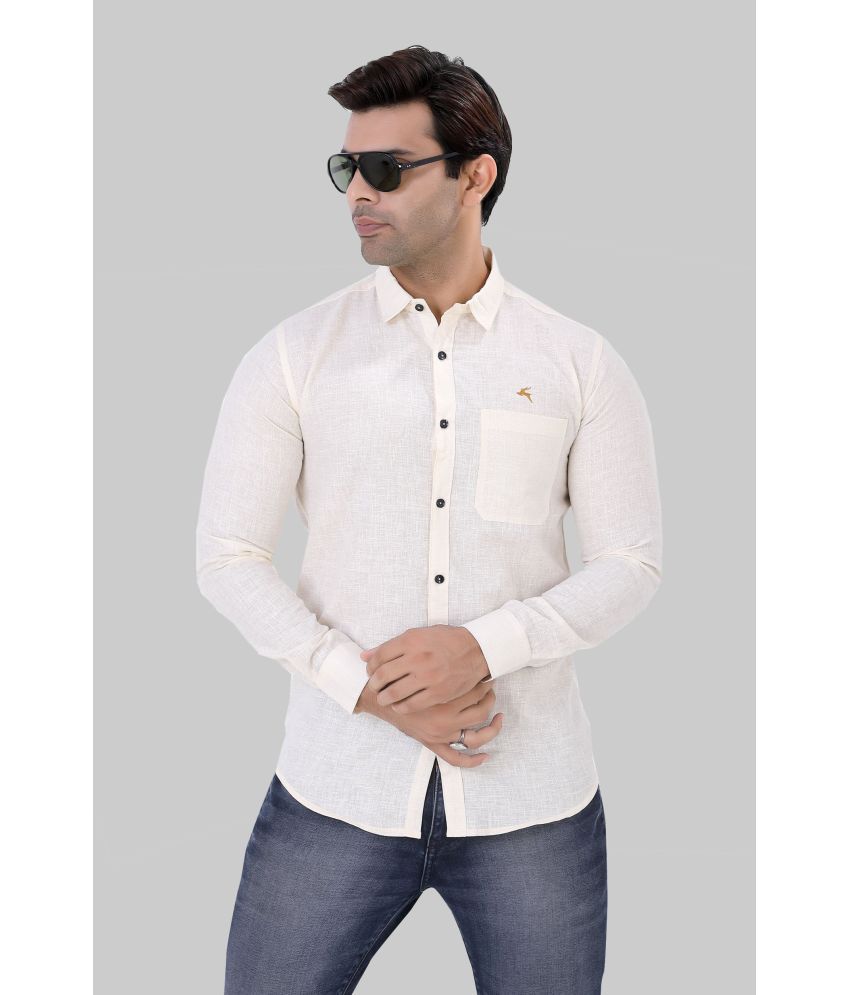     			JVNINE - Be Unique 100% Cotton Regular Fit Solids Full Sleeves Men's Casual Shirt - Off-White ( Pack of 1 )