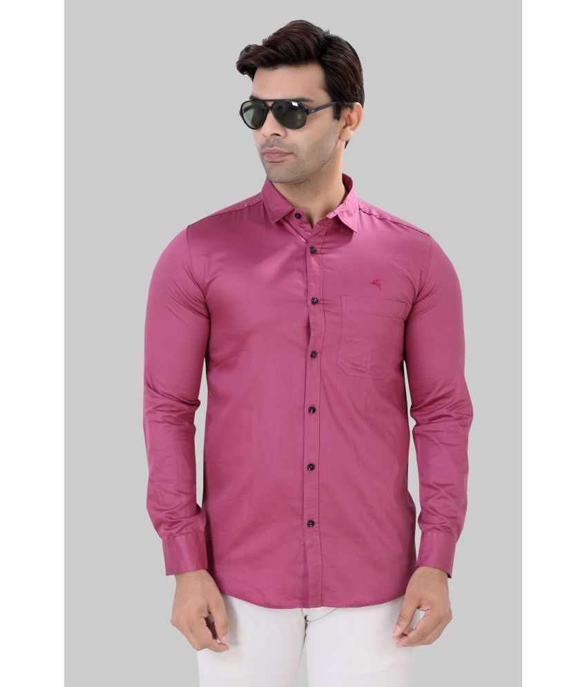     			JVNINE - Be Unique Cotton Blend Regular Fit Solids Full Sleeves Men's Casual Shirt - Pink ( Pack of 1 )