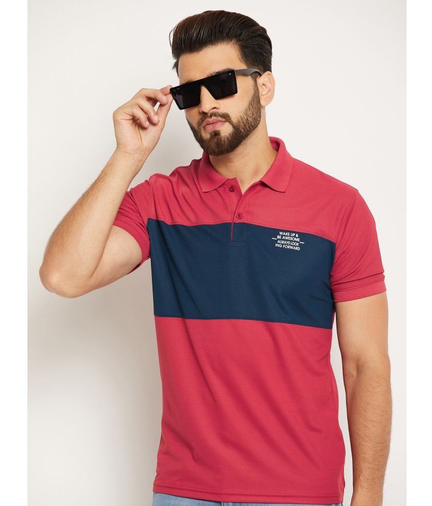     			OGEN Pack of 1 Cotton Blend Regular Fit Colorblock Half Sleeves Men's Polo T Shirt ( Maroon )