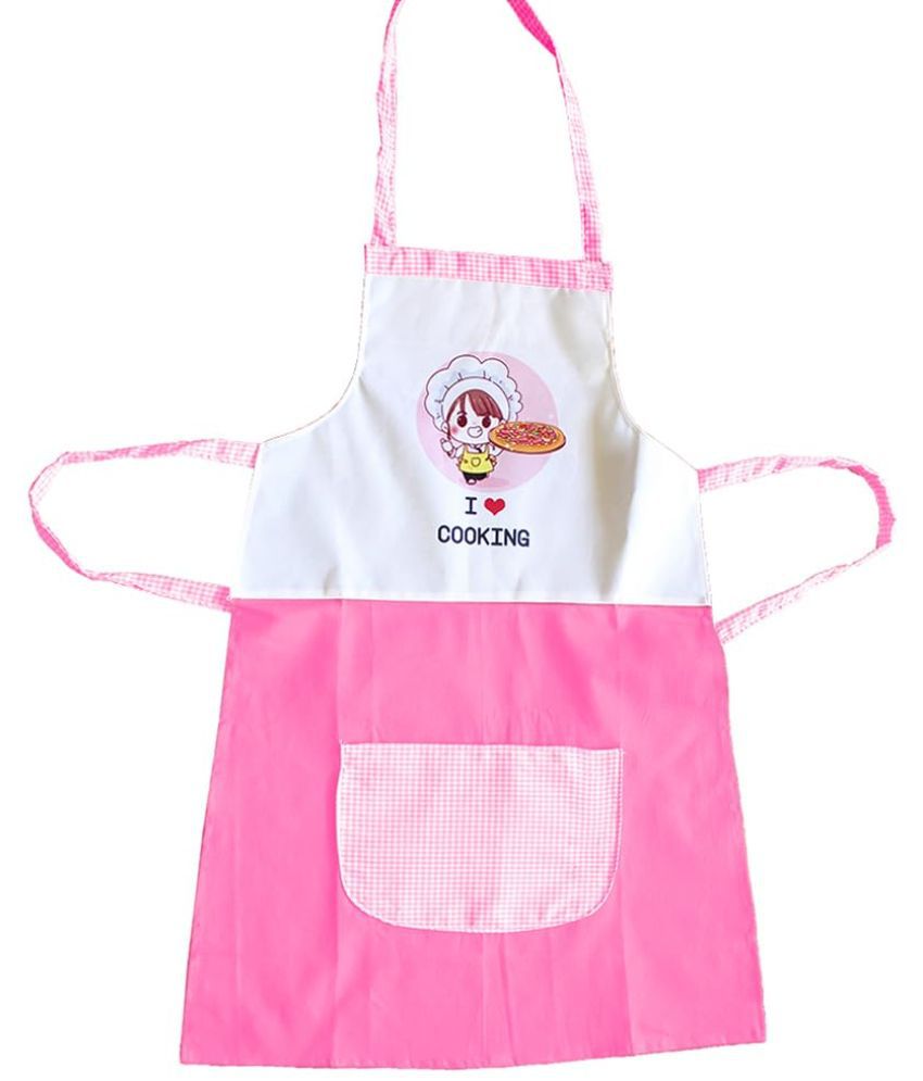     			The Rosette Imprint Single Pink Cotton Abstract Kids & Baby Apron with 1 Pocket