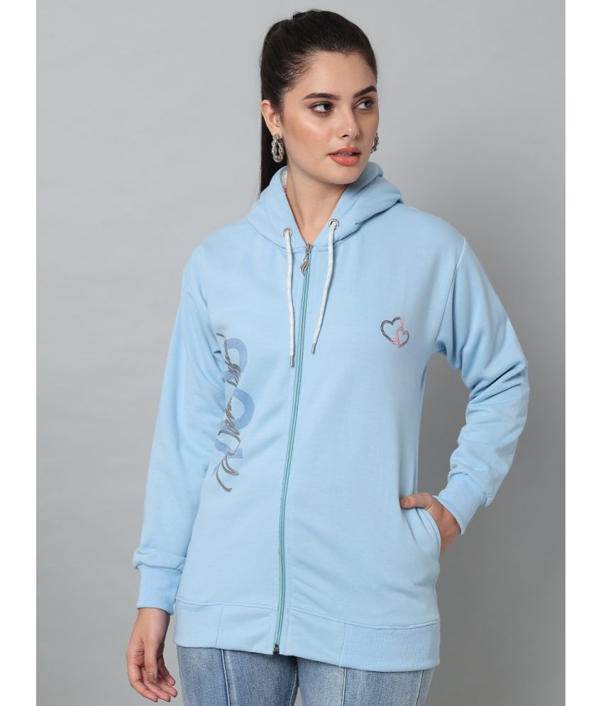     			eWools.in Cotton Blend Women's Hooded Sweatshirt ( Blue )