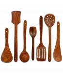 erum - Brown Wood Mixing Spatula ( Pack of 7 )