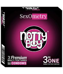 NottyBoy 3-In-One Ribbed, Dotted, Contoured Condom - 3 Units