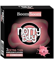 NottyBoy Bubblegum Flavoured Thin Condoms for Men - 3 Units