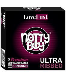 NottyBoy Ultra Ribbed Condoms for Men- 3 Units