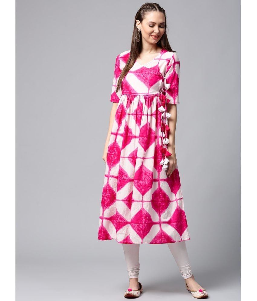     			Antaran Cotton Printed Angrakha Women's Kurti - Pink ( Pack of 1 )