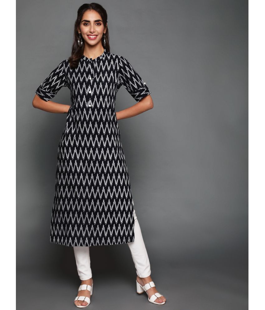     			Antaran Cotton Striped Straight Women's Kurti - Black ( Pack of 1 )