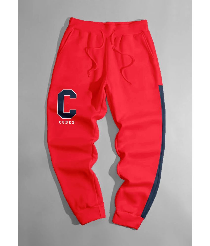     			CODEZ Pack of 1 Boys Fleece Trackpant ( Red )