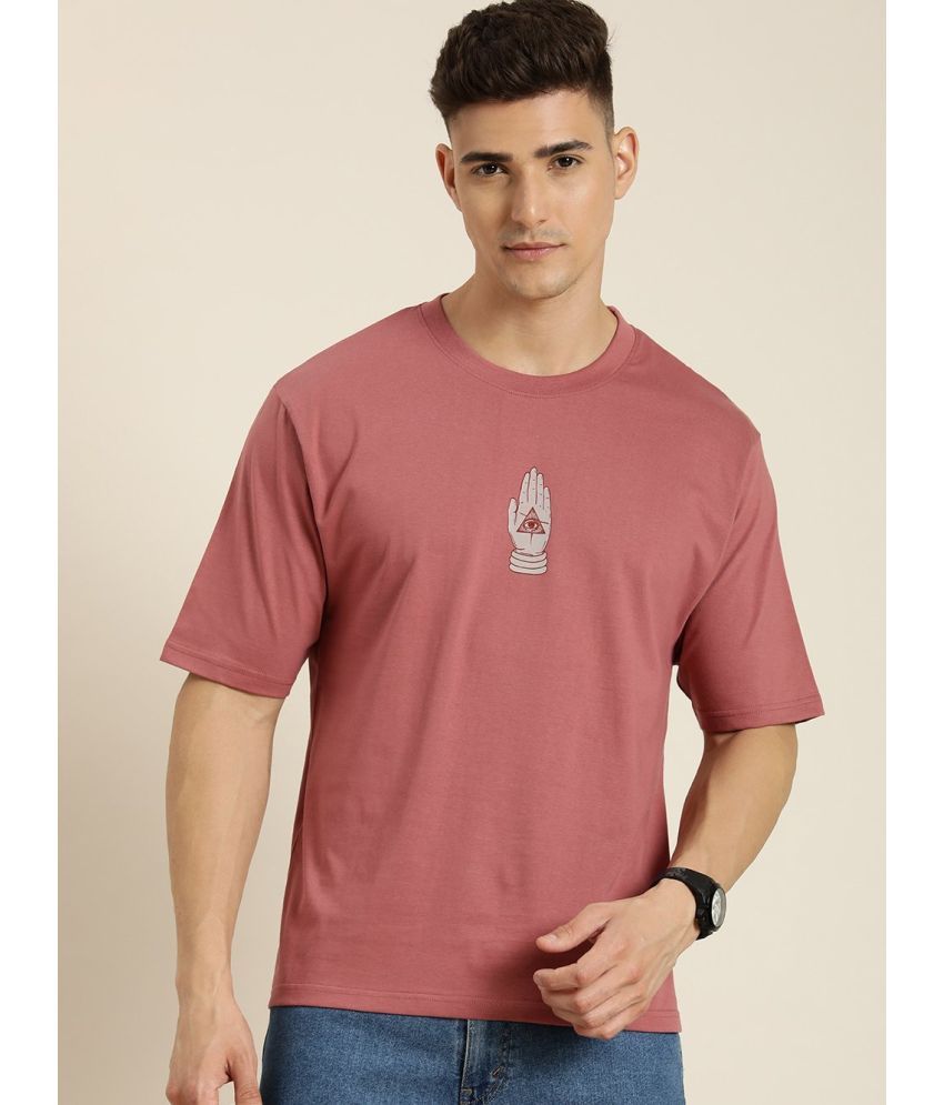     			Difference of Opinion 100% Cotton Oversized Fit Printed Half Sleeves Men's T-Shirt - Pink ( Pack of 1 )