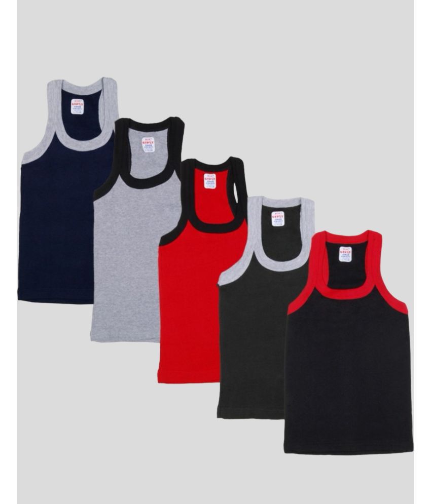     			ICONIC ME - Multi Color Cotton Solid Boys Vest ( Pack of 5 )