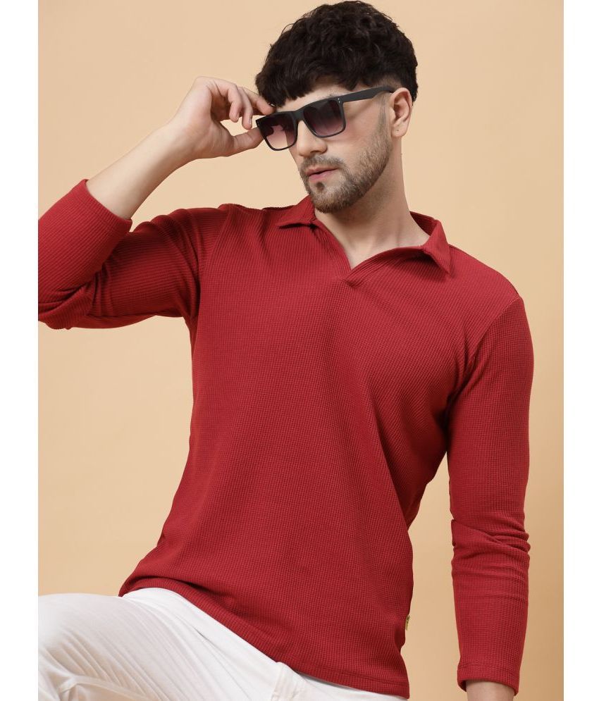     			Rigo Cotton Regular Fit Solid Full Sleeves Men's Polo T Shirt - Maroon ( Pack of 1 )