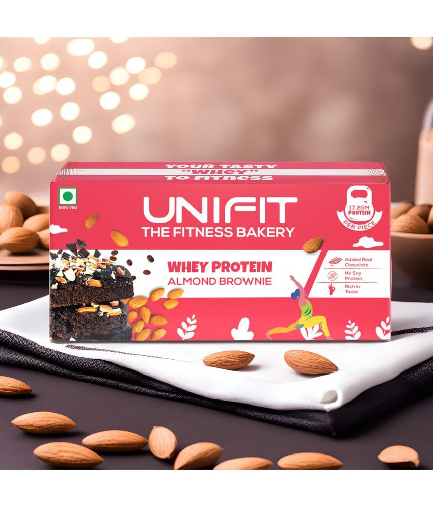     			Unifit Almond Brownie Whey Protein Protein Bar Pack of 4 - 300 g