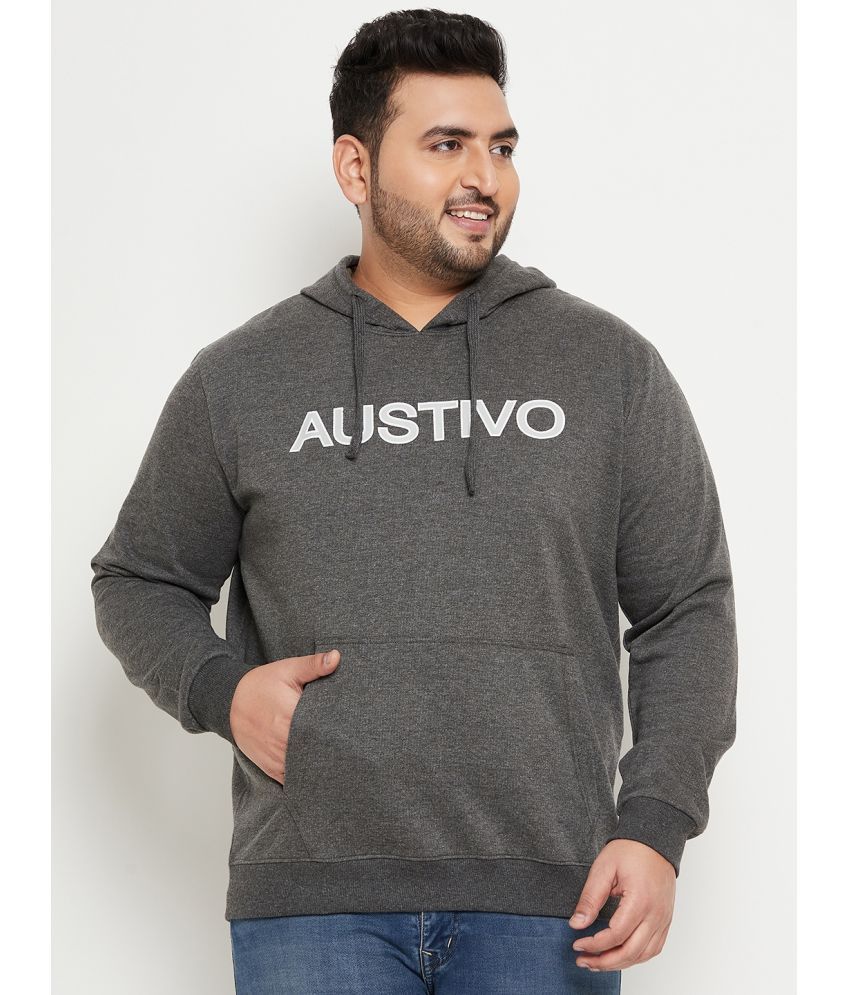     			AUSTIVO Fleece Hooded Men's Sweatshirt - Grey ( Pack of 1 )