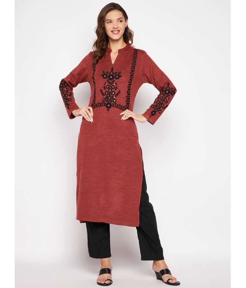     			zigo Woollen Embroidered A-line Women's Kurti - Rust ( Pack of 1 )