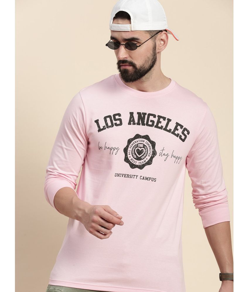     			Dillinger 100% Cotton Regular Fit Printed Full Sleeves Men's T-Shirt - Pink ( Pack of 1 )