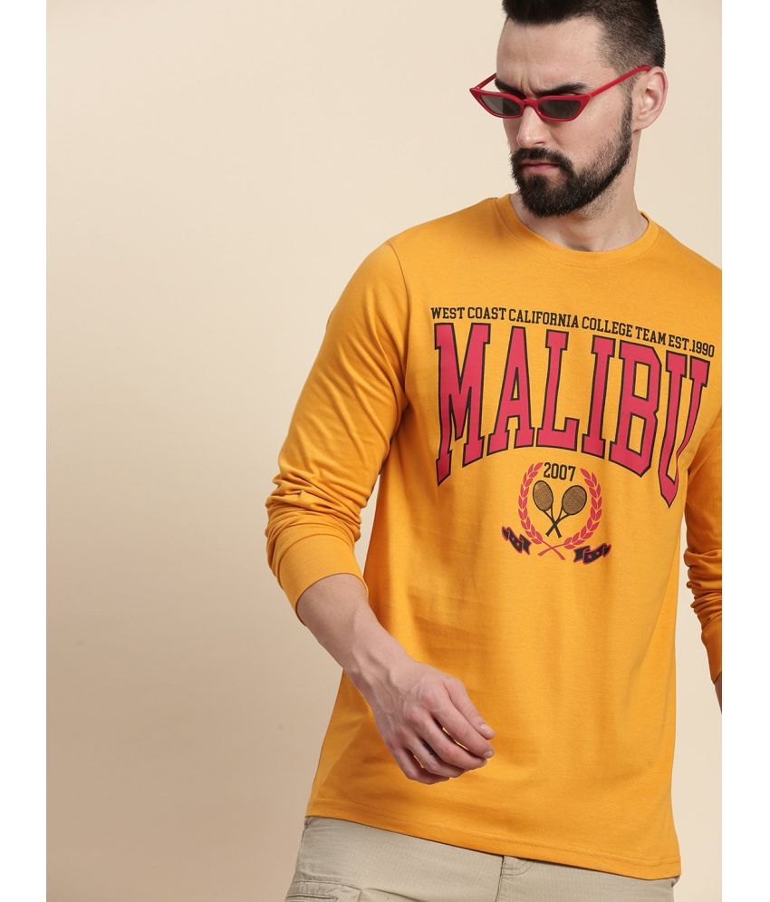     			Dillinger 100% Cotton Regular Fit Printed Full Sleeves Men's T-Shirt - Mustard ( Pack of 1 )