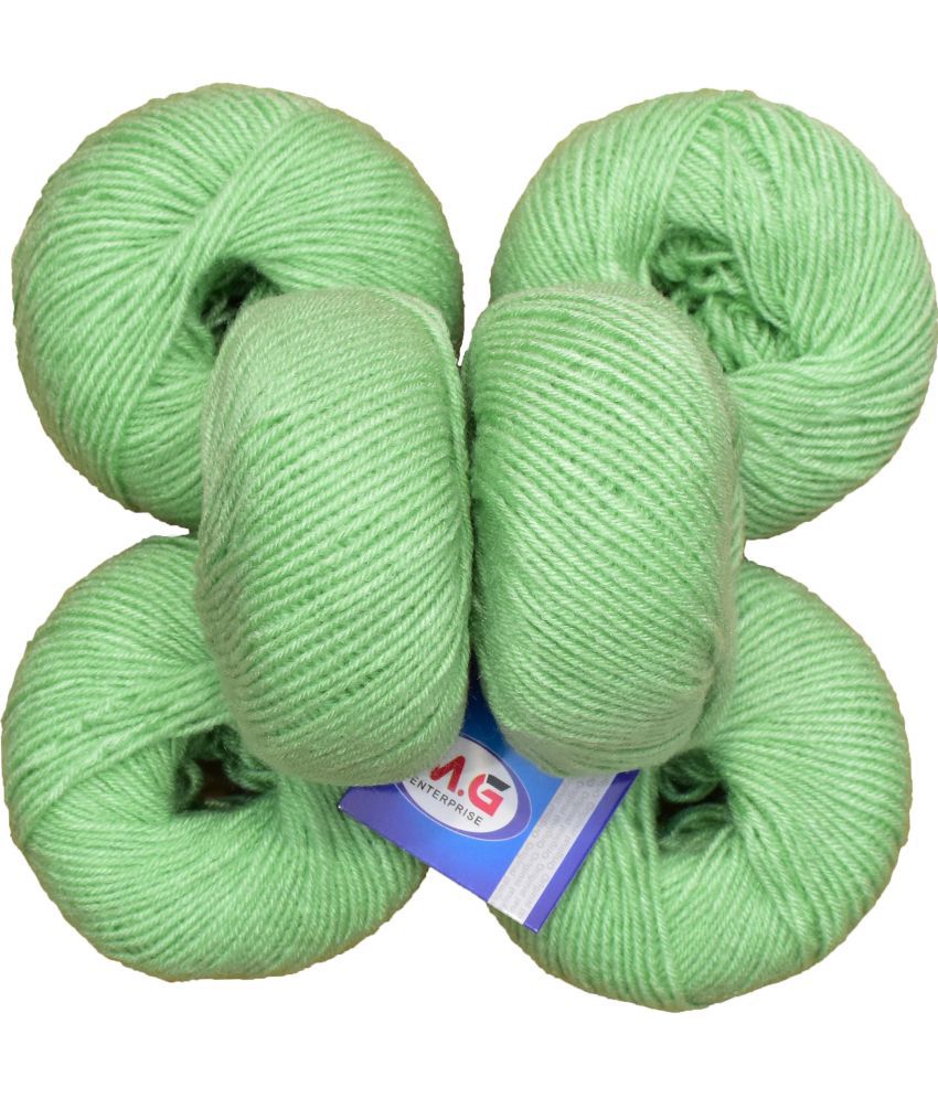     			100% Acrylic Wool Apple Green (6 pc) Baby Soft Wool Ball Hand Knitting Wool/Art Craft Soft Fingering Crochet Hook Yarn, Needle Knitting Yarn Thread Dyed