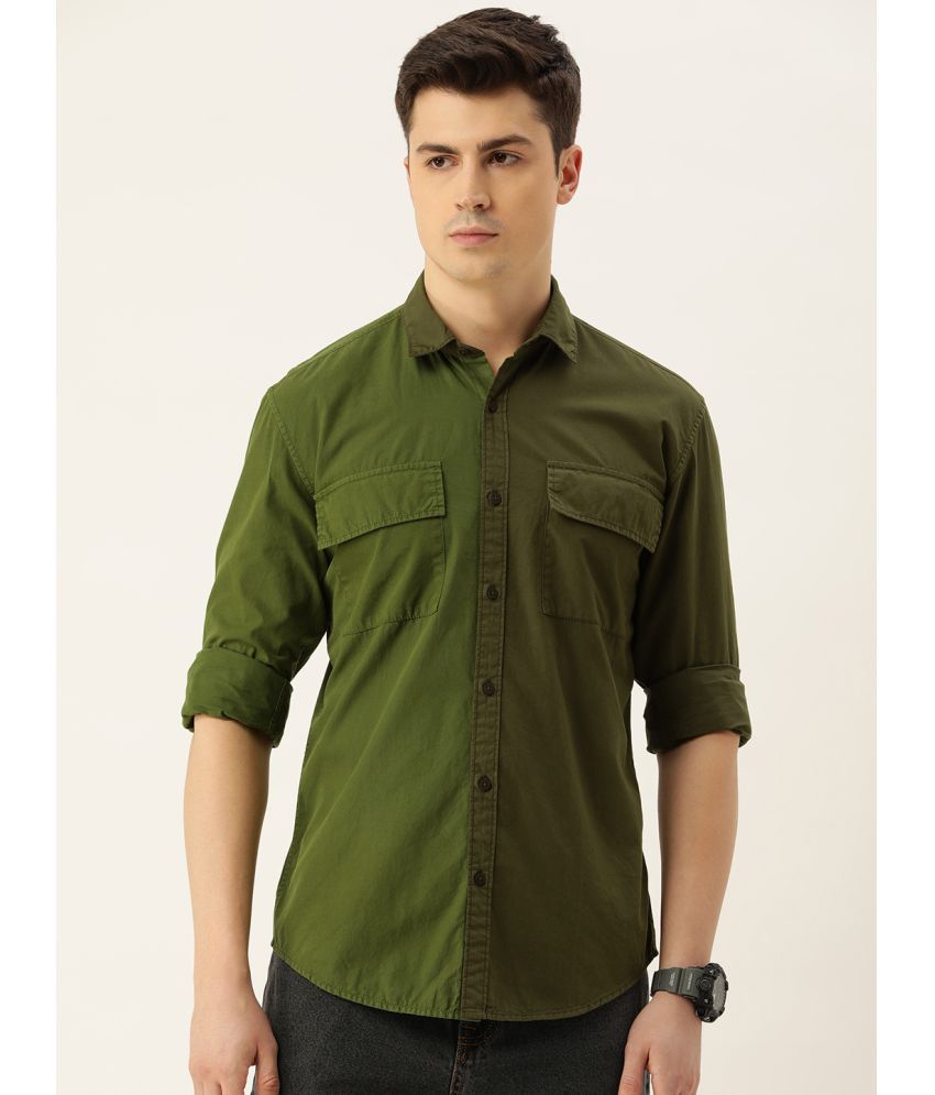     			Bene Kleed 100% Cotton Slim Fit Colorblock Full Sleeves Men's Casual Shirt - Olive ( Pack of 1 )