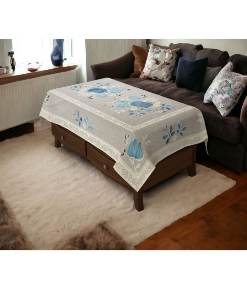     			Bigger Fish Self Design Cotton 4 Seater Rectangle Table Cover ( 150 x 100 ) cm Pack of 1 Blue