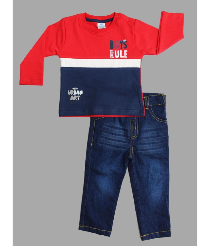     			Dollar Multi Cotton Blend Baby Boy T-Shirt & Trouser ( Pack of 1 )