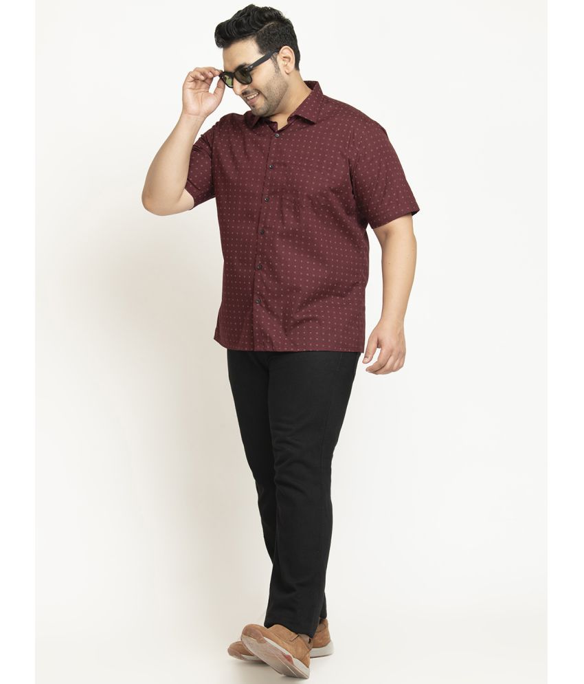     			IVOC 100% Cotton Regular Fit Printed Half Sleeves Men's Casual Shirt - Maroon ( Pack of 1 )