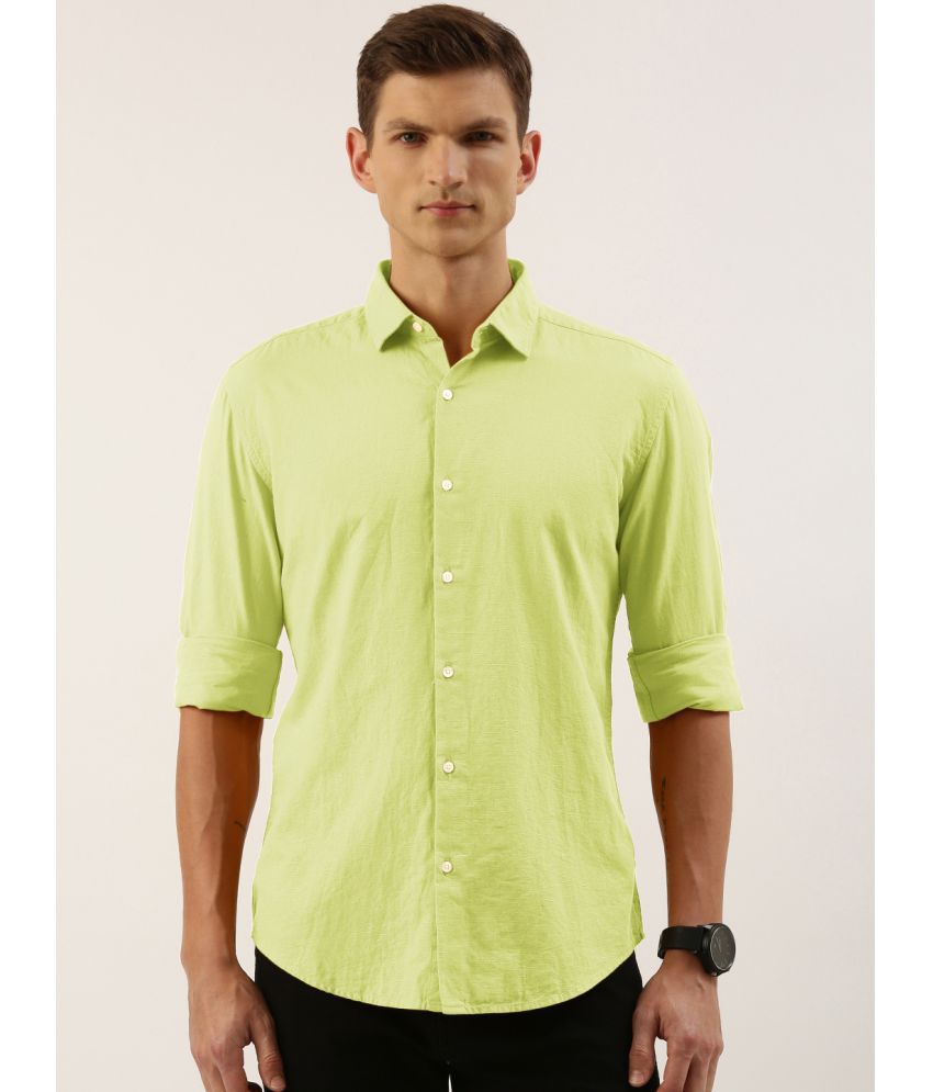     			IVOC 100% Cotton Slim Fit Solids Full Sleeves Men's Casual Shirt - Lime Green ( Pack of 1 )