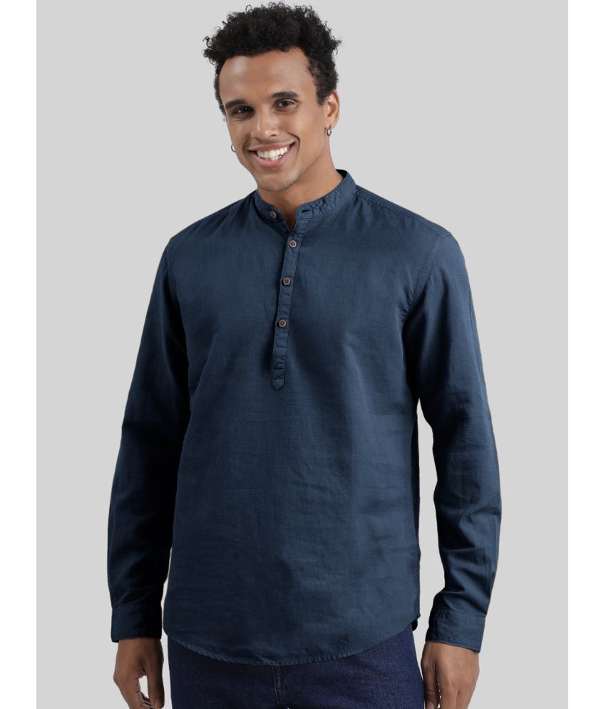     			IVOC Navy Blue Cotton Blend Men's Shirt Style Kurta ( Pack of 1 )
