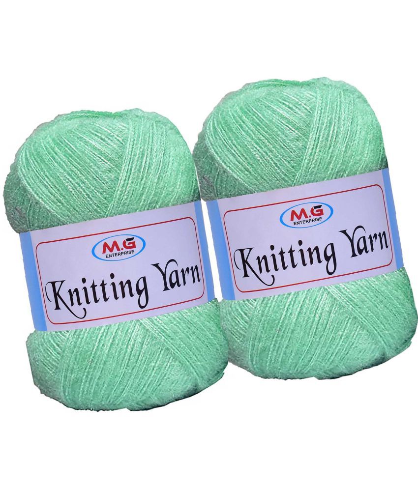     			Knitting Wool Yarn, Soft Fancy Feather Wool  Apple Green 500 gm- Art-HFA