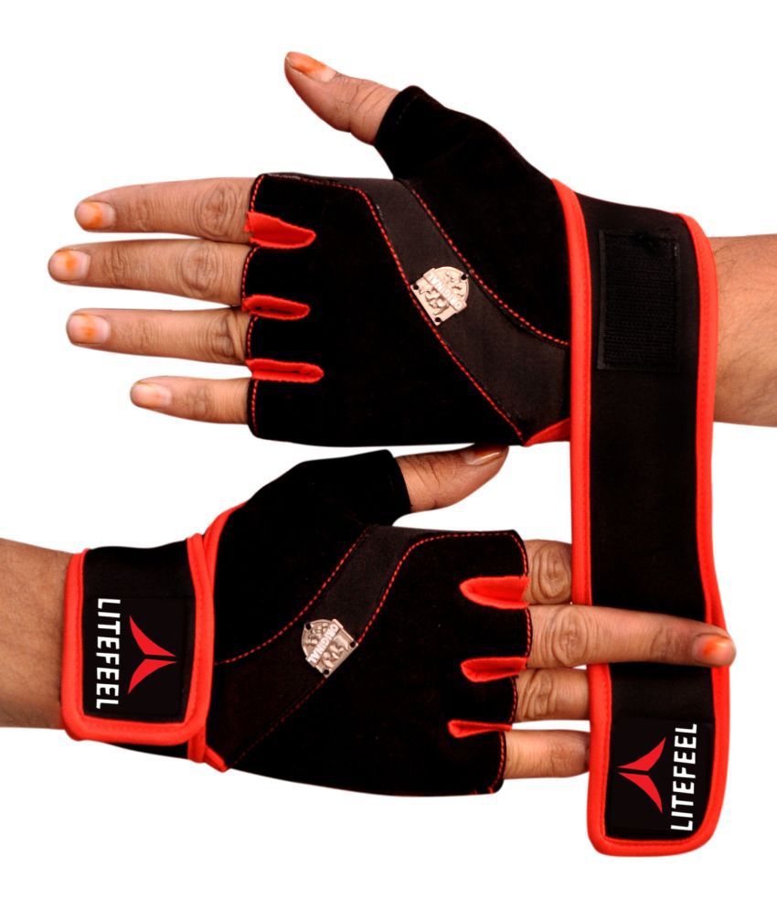     			LITE FEEL Super Lycra Metal Unisex Polyester Gym Gloves For Advanced Fitness Training and Workout With Half-Finger Length