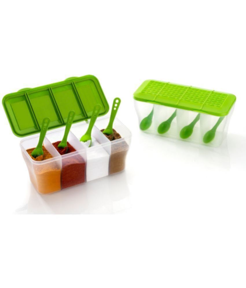     			MAGICSPOON Plastic Green Multi-Purpose Container ( Set of 2 )